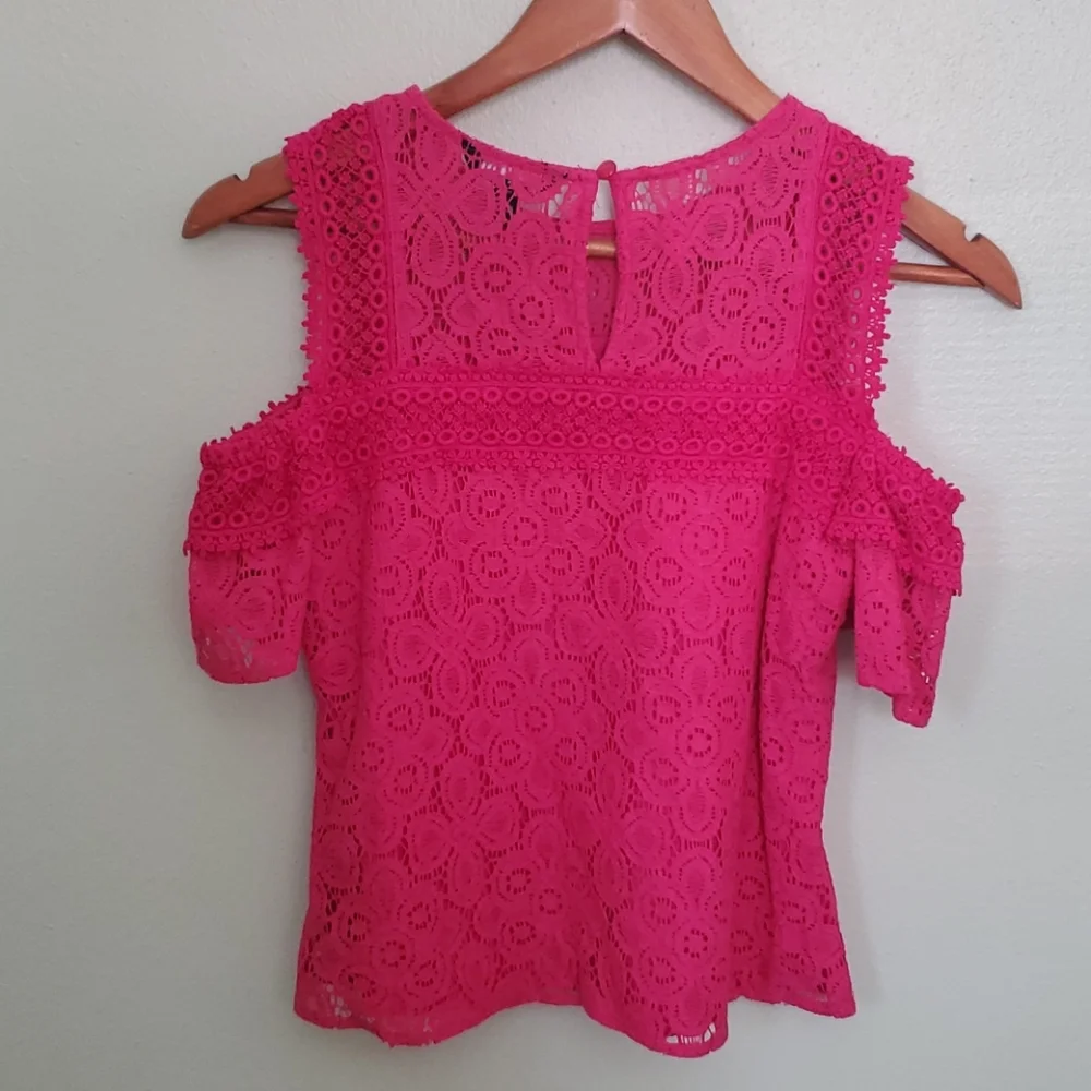 Project Runway Lace Top Blouse Cold Shoulder XS - Picture 6 of 9